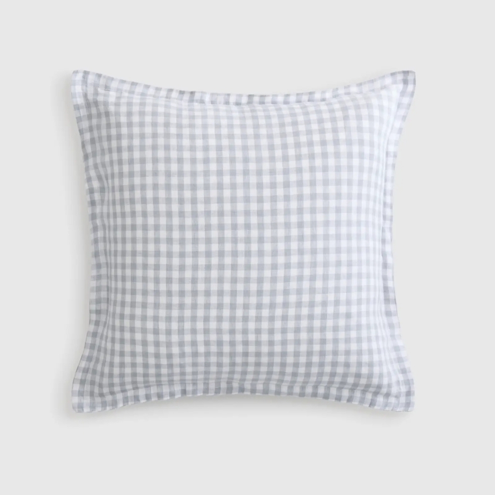 Quince Blue Fog Gingham 26" X 26" Eurosham NWOT